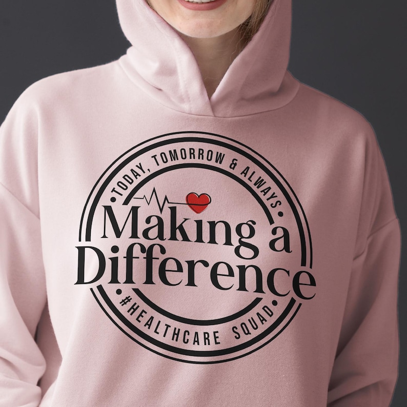 A bold, high-resolution healthcare-themed SVG/PNG featuring the quote “Making a Difference.” Excellent for use in DIY t-shirt clipart, appreciation cards, and custom scrubs. Works seamlessly with Cricut, Silhouette, and other cutting machines.
