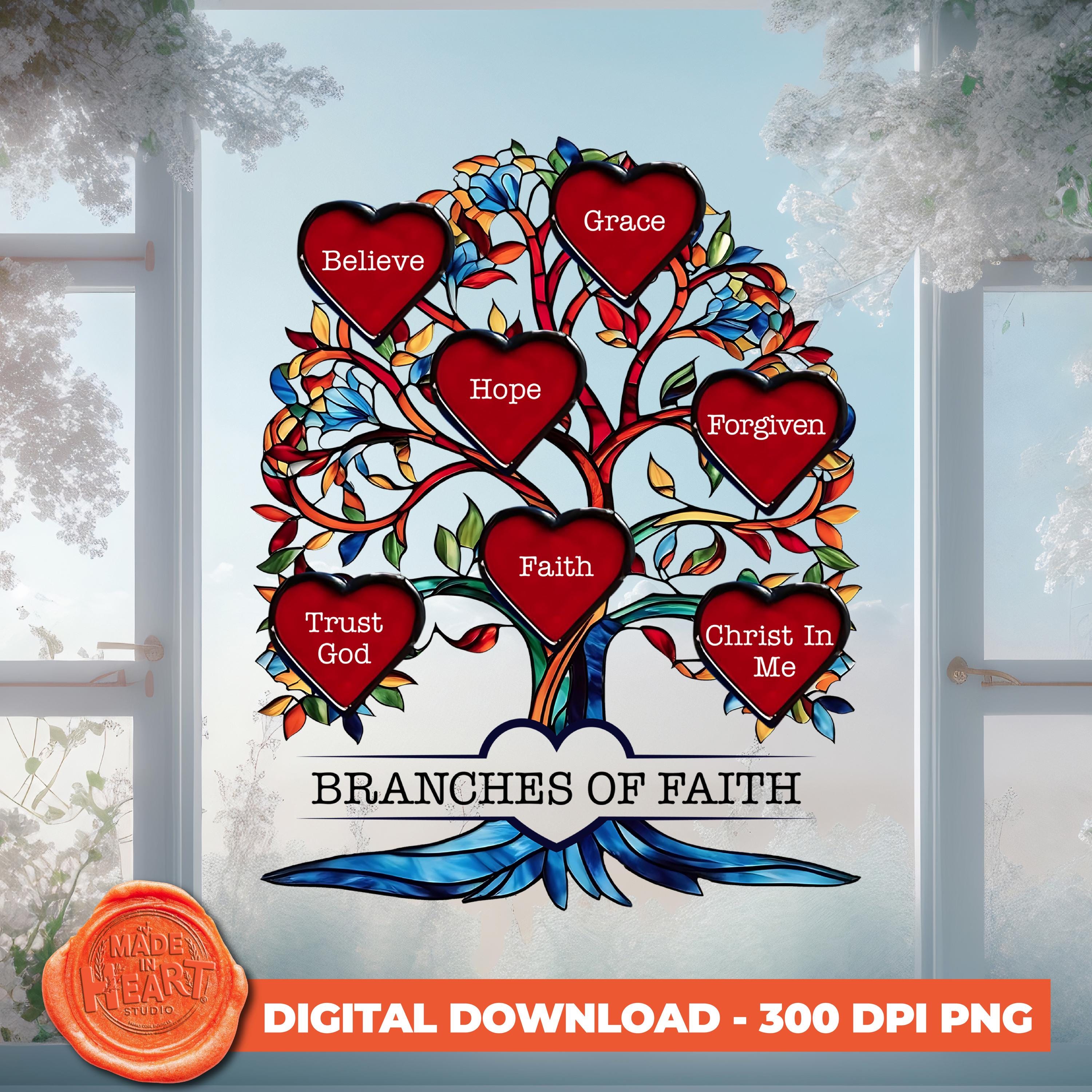 Faith Tree Example Stained Glass Faith Tree PNG, Christian Home Decor (digital Download ...