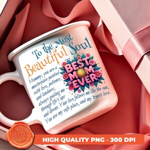 Carta floral de sublimación para mamá (Png), idea de regalo de cumpleaños para mamá, regalo para el día de la madre, regalo para el día especial de la madre, carta de amor para la mejor mamá (Png)