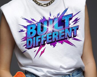 Built Different PNG, Neon Grunge Sublimation Design (Digital Download)
