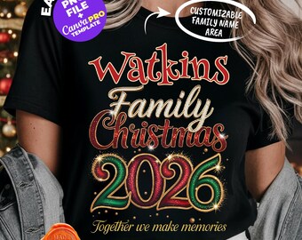 Custom Family Name Christmas 2026 PNG | Personalized Name Xmas Family Shirt | Matching Family Reunion Pajamas Dtf