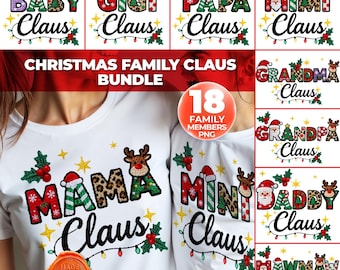 Gestrickte Familie Weihnachtspyjamas PNG Bündel | Weihnachtsmann Urlaub Shirt Design (Digitaler Download)