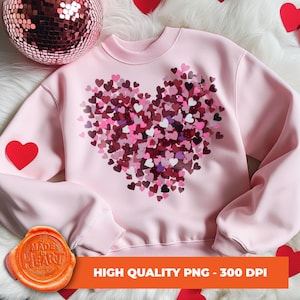 Heart PNG Valentine Sublimation Design, Cute Tiny Hearts Clipart, Love Symbol Digital Download, Romantic PNG for T-Shirt, Mug, Gift Projects