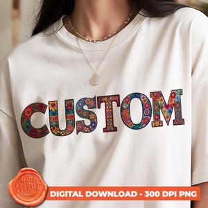 Letra PNG de flor personalizada, alfabeto floral mexicano, descarga digital con nombre personalizado, diseño de sublimación de 300 DPI para camisetas, bolsos y tazas