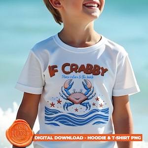 Wenn Crabby zum Strand PNG zurückkehrt, lustiges Sommer-Krabben-Shirt-Design, Kinder-Strand-Sublimation, Urlaub-T-Shirt Clipart, Sommer-Digital-Download
