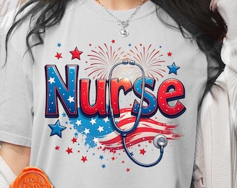 USA Nurse Patriotic PNG | 4th of July Shirt Design (Digital Download)