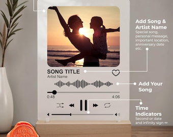 Custom Music Plaque SVG, Personalized Song Acrylic Template (Digital Download)