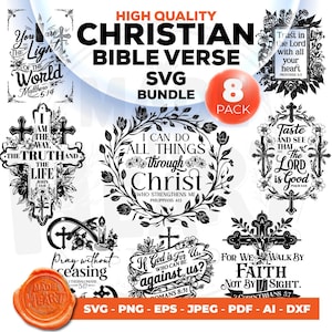 God Word&#39;s SVG Bible Verse Bundle, Scripture of the day, Daily Bible Verse wall art, Religion Vector Icons, God Clipart, Christian Decor Dıy