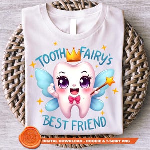 Hada de los Dientes, mejor amiga, PNG para camisetas / Diseño de sublimación digital de dentista / Clipart termoadhesivo de asistente dental / Descarga imprimible