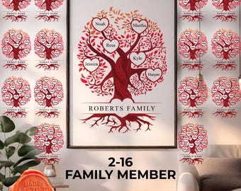 Personalized Family Tree of Life Svg Bundle 2-16 Members, Family Tree Chart, Family Tree Clipart, Tree Of Life Png Ancestry Tree Branch Svg