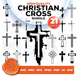 Rustic Christian Cross SVG Bundle, Religious T-Shirt Print (PNG Digital Download)
