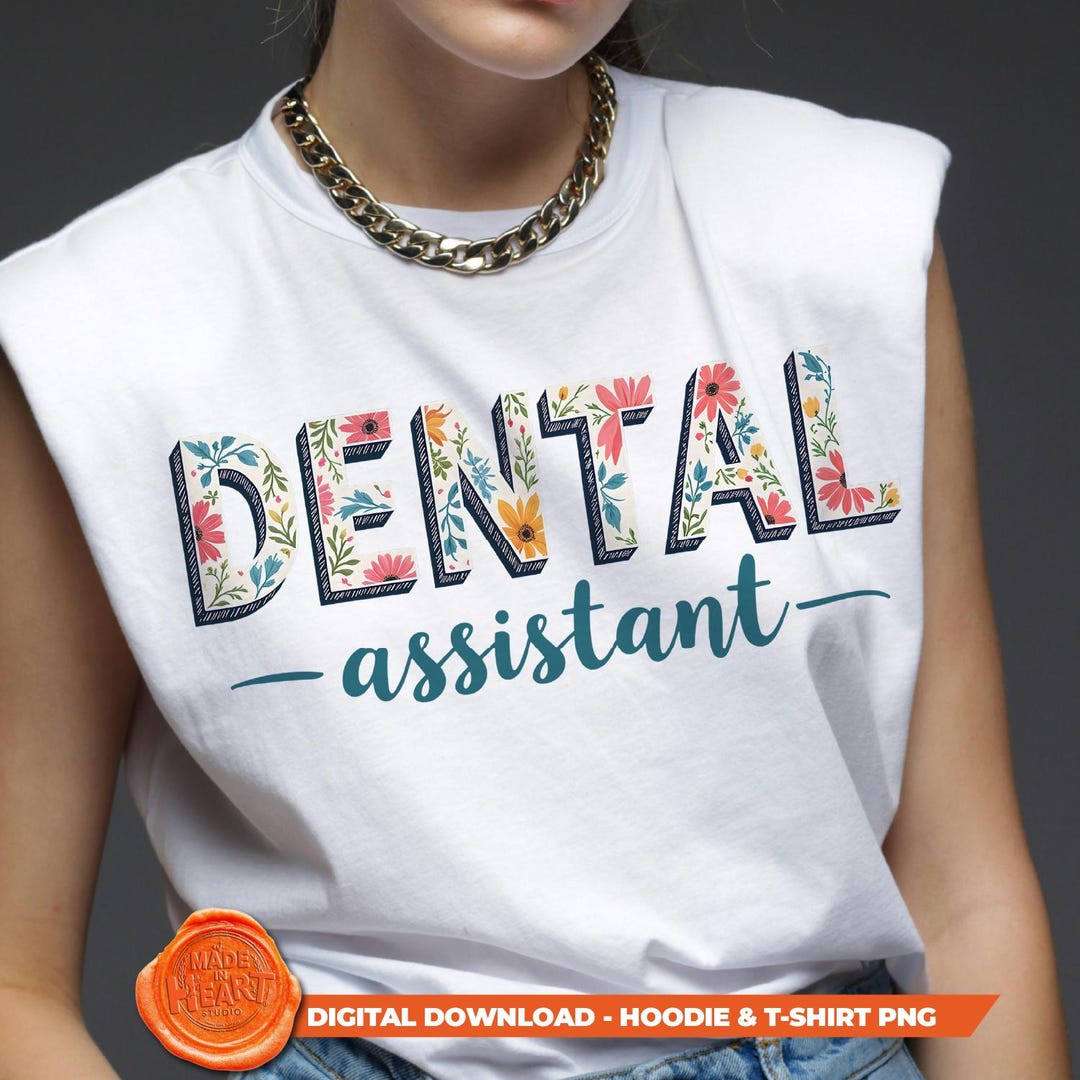 Boho Floral Dental Assistant PNG, Dentist Office Staff Shirt Design ...