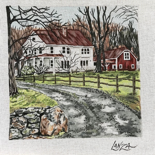 A-NEEDLEPOINT canvas painted from your Homes' photograph. Custom sized pricing