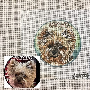 Custom Needlepoint Canvas  4 inch round hand painted from your photo