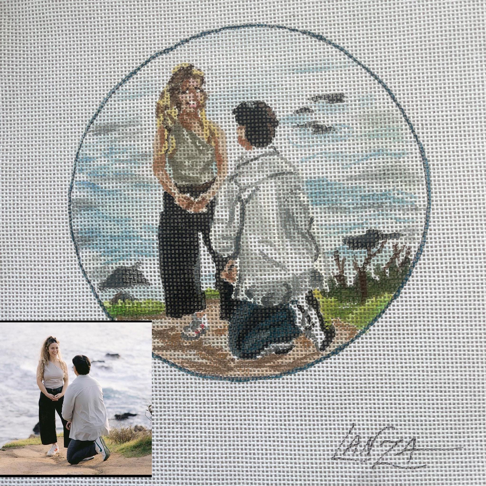 Custom Needlepoint Canvas People Portraits Hand Painted From Photo ...