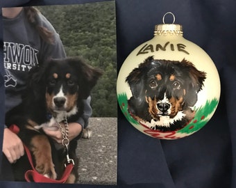 A-Ornament (glass) Custom painted any animal from your photo