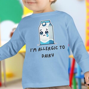 Camiseta de alerta de alergia a los lácteos: camiseta personalizada para niños