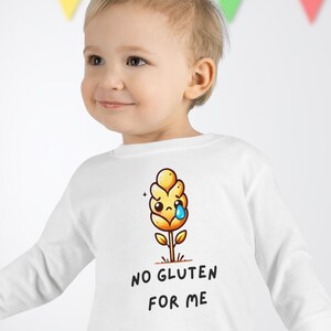 Camiseta personalizada con alerta de alergia al gluten: camiseta para bebés y niños pequeños
