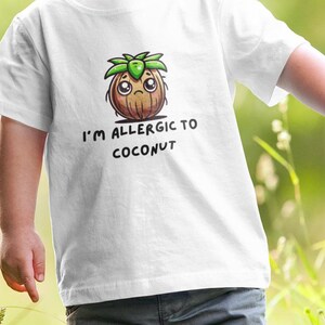 Camiseta con advertencia de alergia al coco: camiseta infantil personalizada