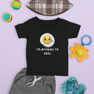 Camiseta de alerta de alergia al huevo: camiseta infantil personalizada con alergia alimentaria