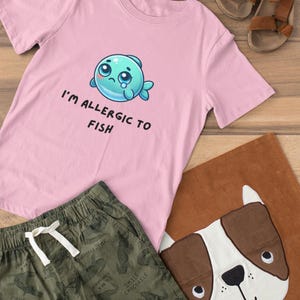 Camiseta personalizada para alergia al pescado: camiseta personalizada para niños pequeños