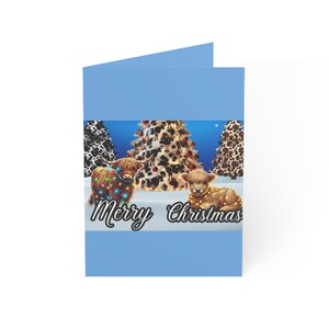 グリーティング カード、ハイランド牛のクリスマス カード、ホリデー カード パック、大量のクリスマス カード、お祝いの文房具セット、かわいい牛のイラスト入りノートカード