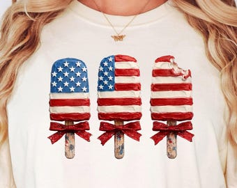 Patriotisches Popsicle-Hemd, USA-Flaggen-Eiscreme-T-Shirt, Fourth of Jully Comfort Colors Unisex