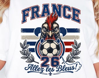 Frankreich Fussball WM Shirt Französisch Fan Vintage Tee 2026 Allez Les Bleus S-3XL