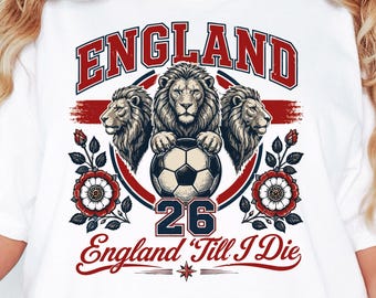 England World Fussball Cup Shirt drei Löwen Vintage Fan 2026 T-Shirt S-3XL