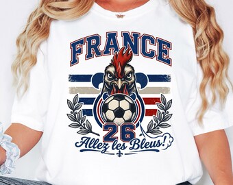 France Soccer Shirt World Cup  French Fan Vintage Tee 2026 Allez Les Bleus S-3XL