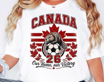 Canada Soccer Shirt World Cup Fan Maple Leaf Vintage Graphic Tee Unisex S-3XL