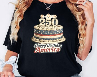 Happy Birthday America Shirt Patriotic USA Cake Graphic Tee S-3XL