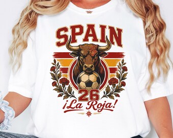 Spain Soccer Shirt World Cup Vintage Bull La Roja 2026 Fan Tee S-3XL