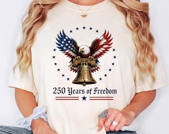 USA Eagle Liberty Bell 250 Years Freedom Vintage Graphic Tee S-3XL