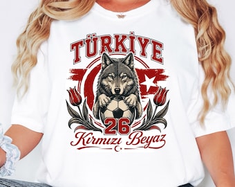 Türkiye Soccer Shirt World Cup Vintage Red White 2026 Wolf Fan Tee S-3XL