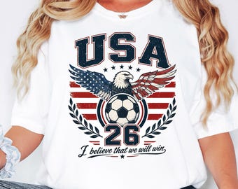 USA Soccer Shirt World Cup Eagle Fan Tee Vintage America Pride 2026 S-3XL