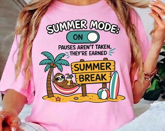 Summer Mode On Shirt, Beach Getaway Tee, Vacation Graphic Top S-3XL