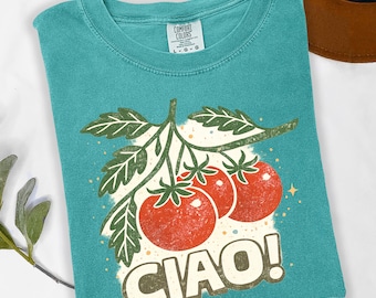 Camiseta Italian Summer, Camiseta com Estampa Ciao Tomato, Estilo Europeu de Verão, Tamanhos P-3XG