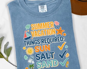Summer Vacation Shirt, Sun Salt Sand Beach Tee, Coastal Travel Graphic Top S-3XL
