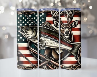 Fishing and Deer Hunting Tumbler, Sports, Hobby, 20oz Tumbler, Tumbler Cup with Straw & Lid, Trendy Gift, Coffee