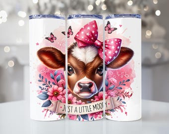 Just a Little Moody, Highland Cow Tumbler, 20oz Tumbler, Tumbler Cup with Straw & Lid, Funny Gift, Coffee