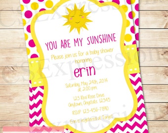 You Are My Sunshine Girl Baby Shower Invitation