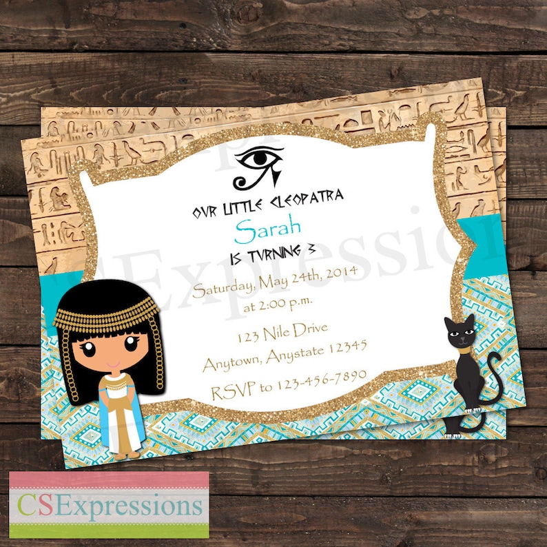 Cleopatra Egyptian Birthday Party Invitation | Etsy