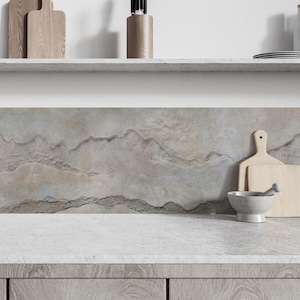 Self-adhesive vinyl kitchen backsplash with a natural rock effect, 200 x 40 cm, connectable design