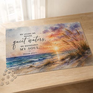 Psalm 23 Jigsaw Puzzle| Christian Puzzle Gift| He Leads Me Beside Quiet Waters| Bible Verse Puzzle