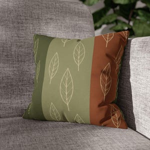 Autumn Leaf Pillow Cover | Olive Sage Terracotta Throw Pillow | Botanical Fall Decor | Earthy Cottagecore Cushion | Nature Lover Gift