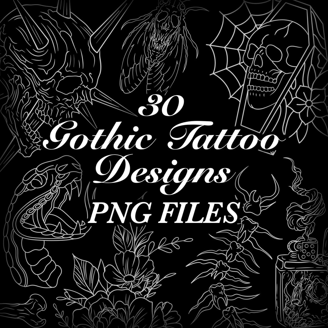 30 Gothic Tattoo Designs: Skull Procreate Stamps Brushes - Etsy