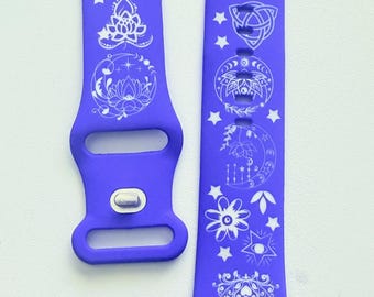 Size Medium/Large - Celtic and Geometry Engraved Apple Silicone Watch Bands