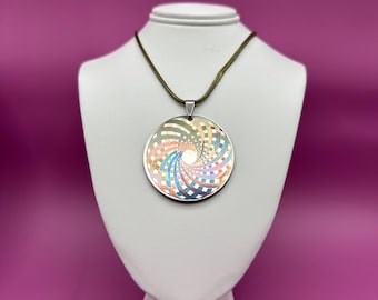 Vibrant Engraved Torus Pendant in 25mm and 42mm Sizes
