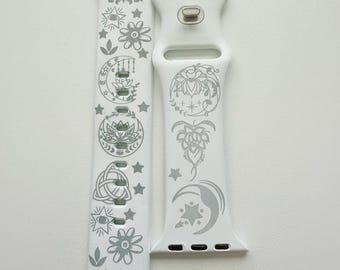 Size Medium/Small Section - Celtic and Geometry Engraved Apple Silicone Watch Bands